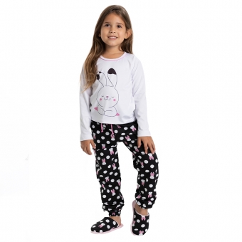 Pijama Malha Estampada Coelho Silk Infantil