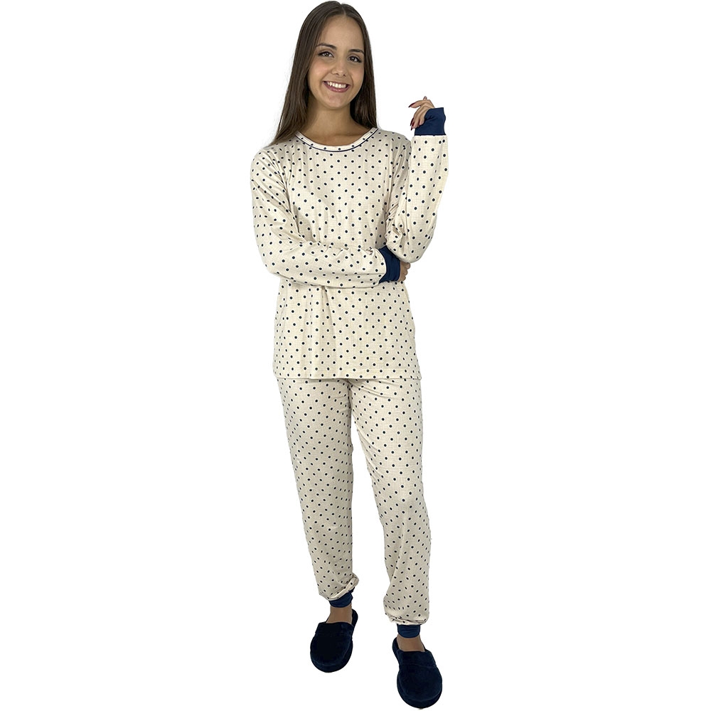 Pijama Feminino Puff Viscolycra Poá Elastano - Unica