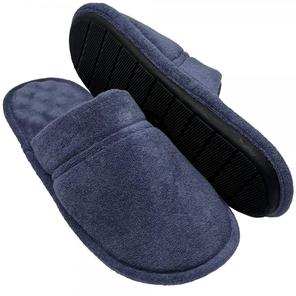 Pantufa Atoalhada Masculina com Espuma Massageadora - PUFF - Índigo