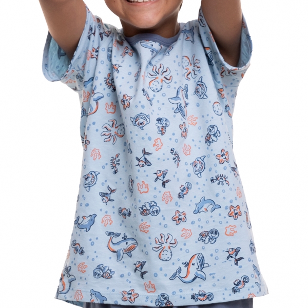 Pijama de Malha do Fundo do Mar Infantil - Índigo