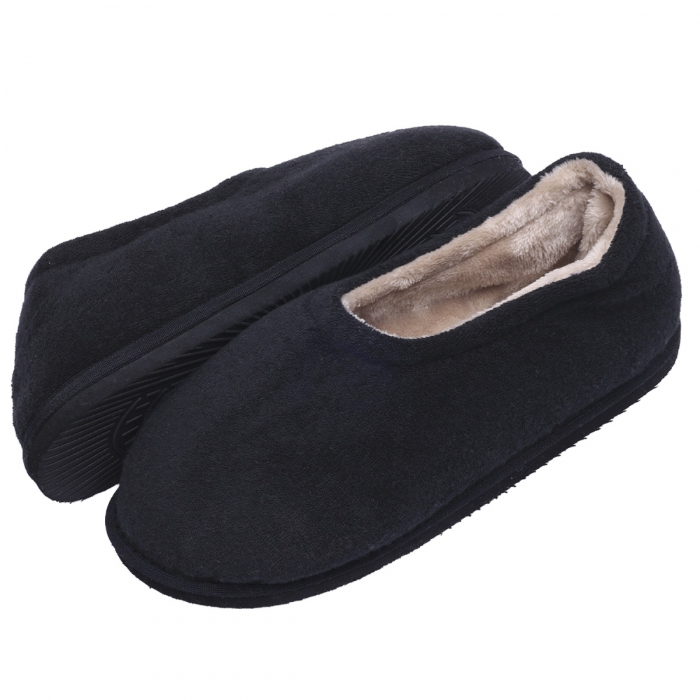 Mocassim Masculino Sola Plana em Atoalhado com Pelúcia - Preto