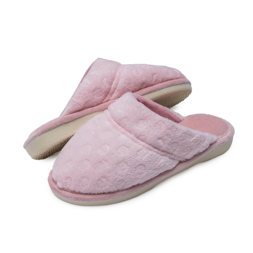 Pantufa Anatômica em Plush com Pelúcia Poá - Blush
