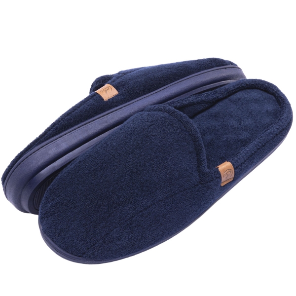 Pantufa Masculina Anatômica em Atoalhado com Espuma Massageadora - Marinho