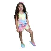 Conjunto Malha Tie Dye Infantil - Rosa