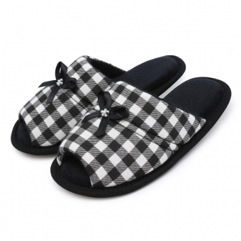 Pantufa Flexível Infantil em Atoalhado e Viscolycra Xadrez com Laço