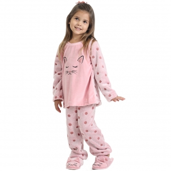 Pijama de Gatinho Infantil em Pelúcia