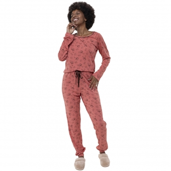 Conjunto Pijama Modal Feminino Longo Café Terracota