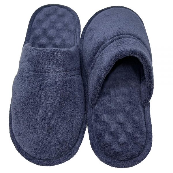Pantufa Atoalhada Masculina com Espuma Massageadora - PUFF - Índigo