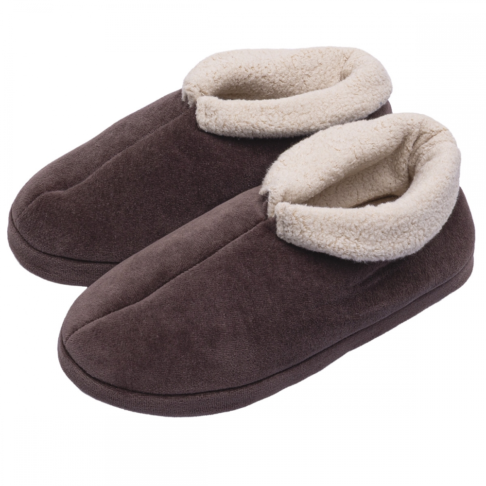 Pantufa Bota Feminina em Plush com Unifloc - Puff - Marrom