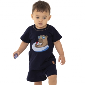 Pijama Bebê Short Algodão Capivara Masculino - Capy & Cozy