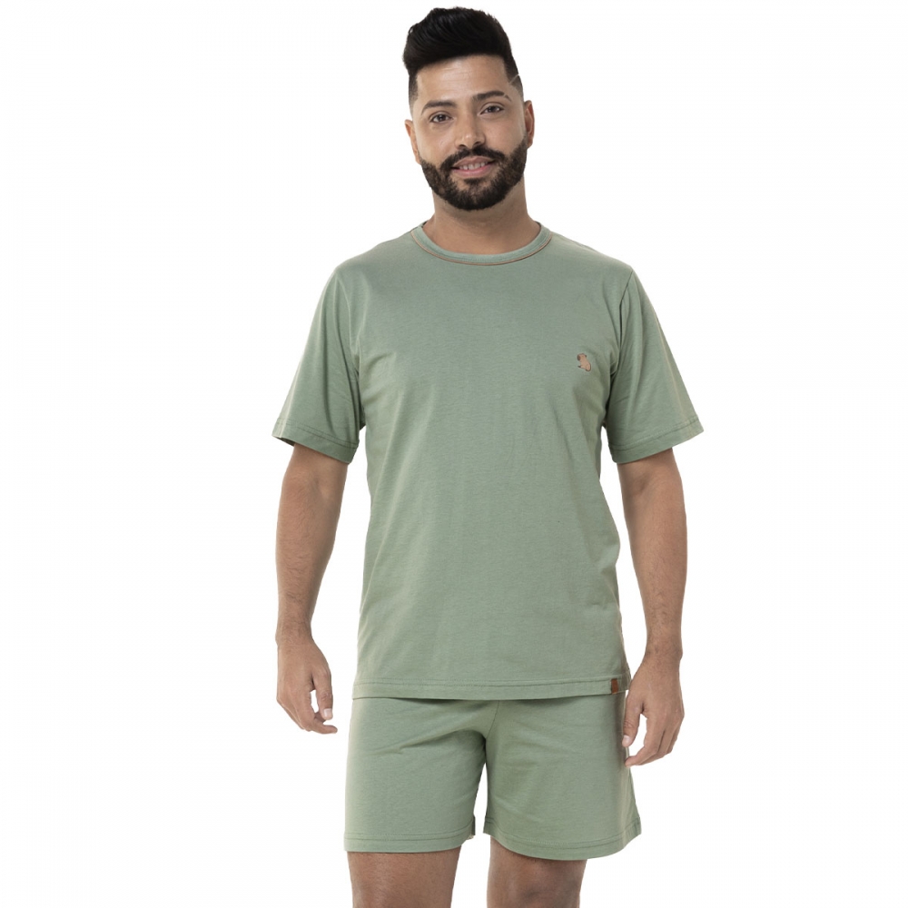 Pijama Masculino Família Capivara Sr.P - Malha Algodão - Verde