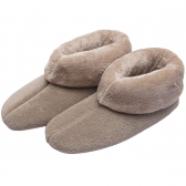 Pantufa Bota Feminina em Atoalhado com Pelúcia - Puff - Caqui