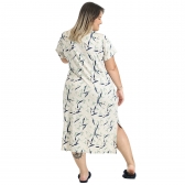 Camisola Midi em Viscolycra Estampada Plus Size - Marinho