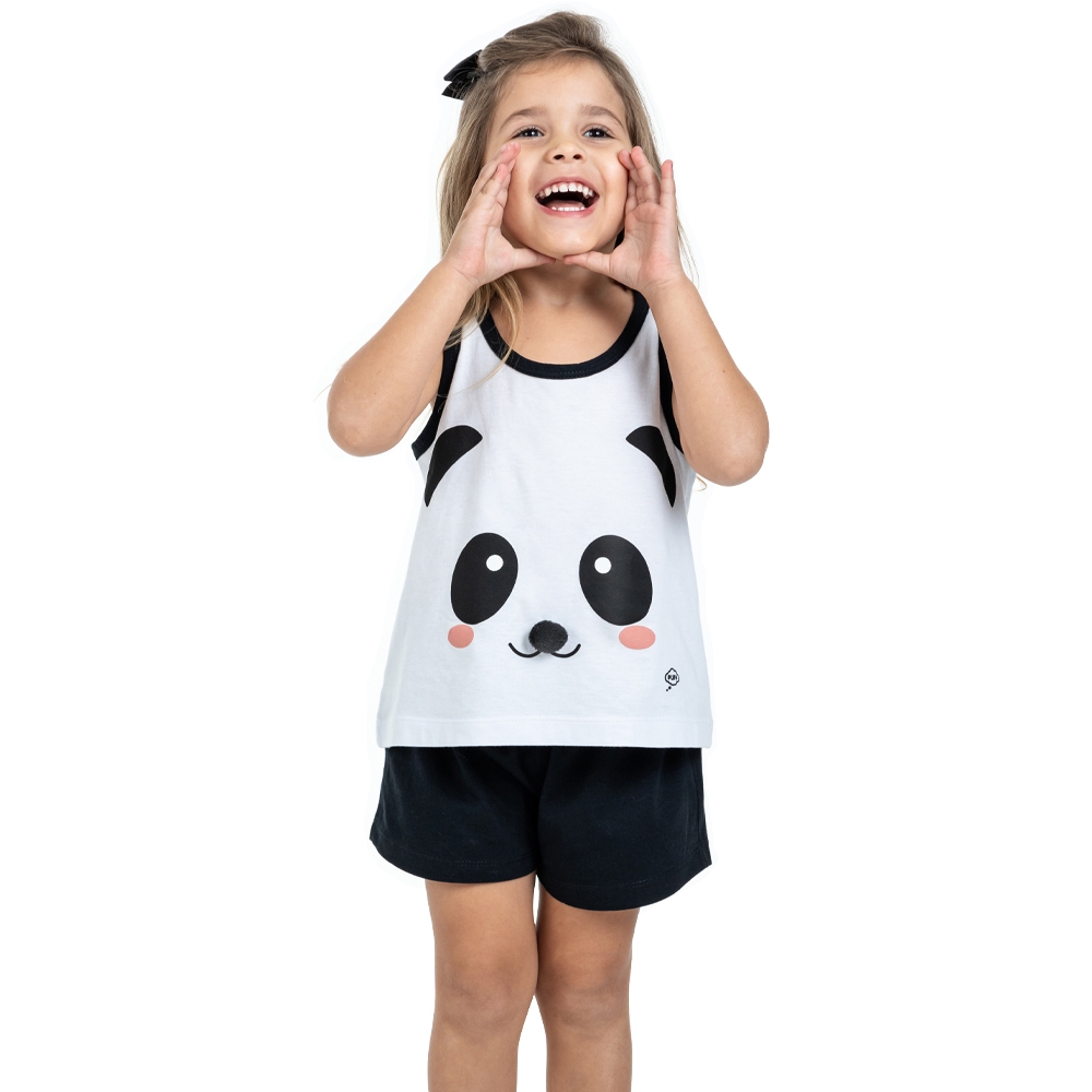 Short Doll Infantil em Malha Bichinhos - Branco