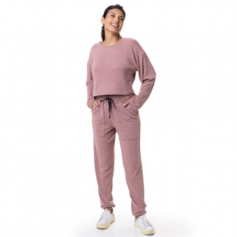 Conjunto Casual Malha Mesclada Cropped