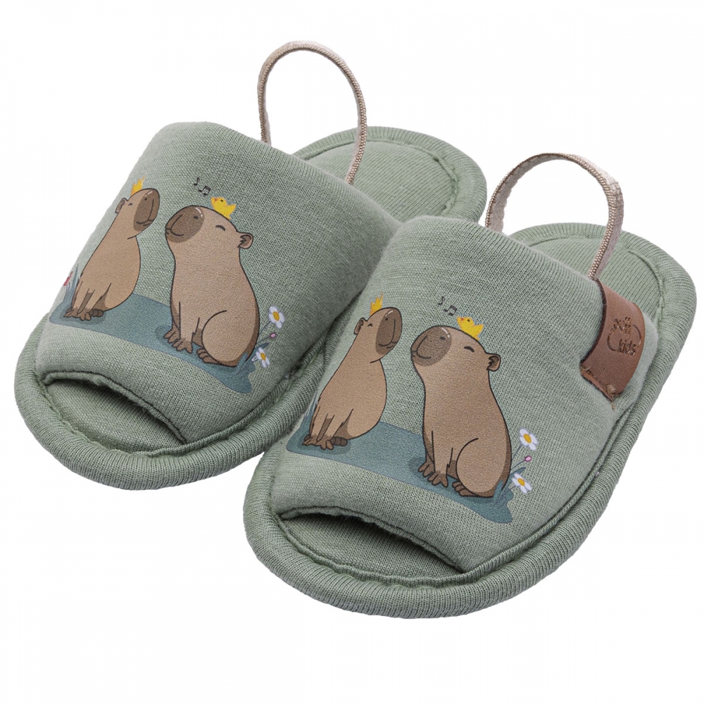 Pantufa Bebê Capivara Feliz - Puff Kids - Verde