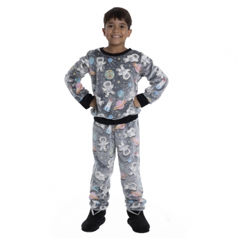 Pijama Pelúcia Astronauta Infantil Unissex
