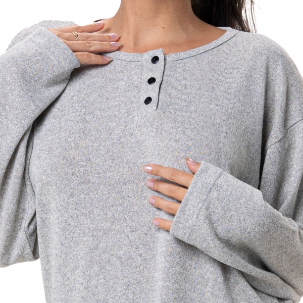 Conjunto Casual Malha Winter com Detalhes em Botões - Mescla