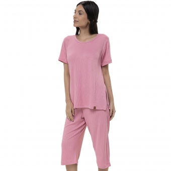 Conjunto Lounge Capri Modal Canelado Dream Manga Curta