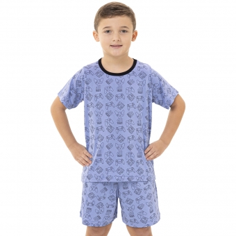 Pijama Infantil Masculino Gamer – Manga Curta e Shorts