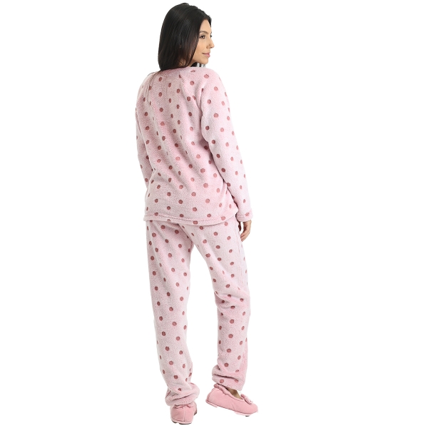 Pijama de Gatinho em Pelúcia Poá - Rosa