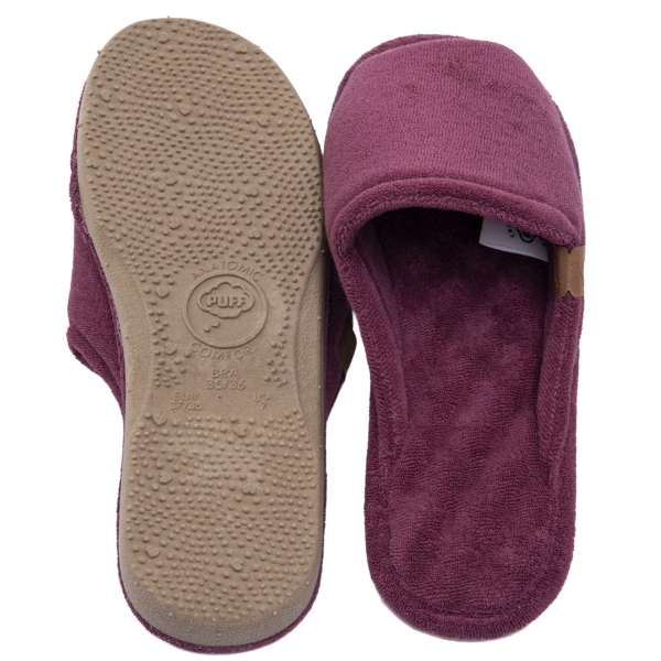 Pantufa Atoalhada Anatômica com Espuma Massageadora - Bordô