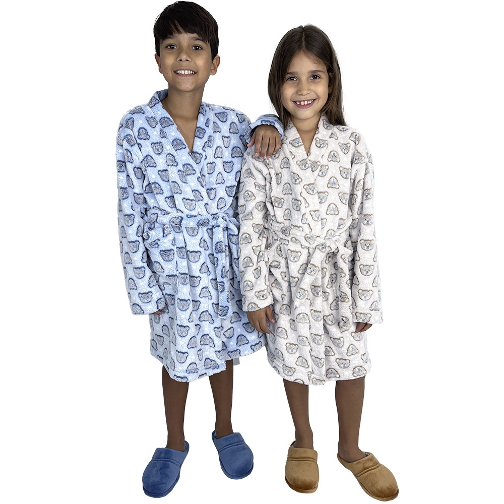 Robe Puff Kids Pelúcia Fleece Infantil Unisex - Azul