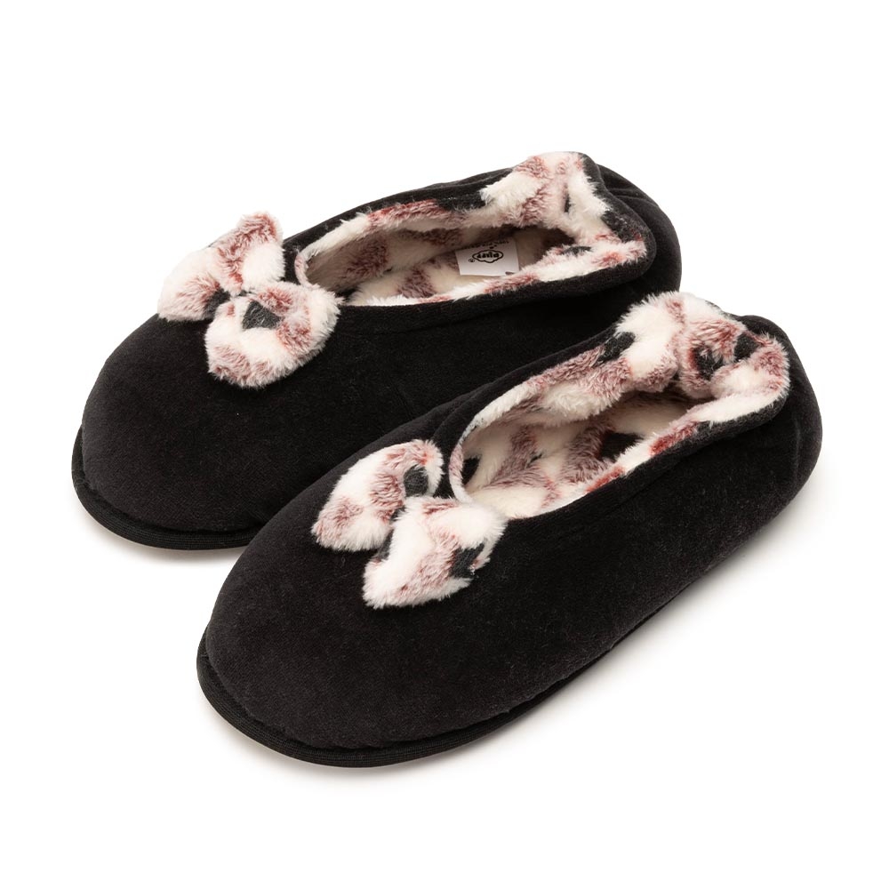 Sapatilha Puff Flexível Pelúcia Losango - Preto