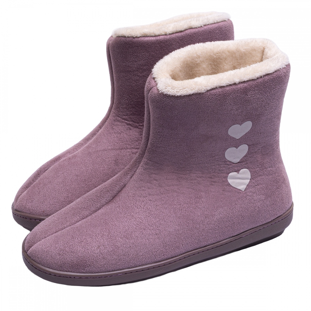 Bota Cano Longo Malha Aveludada Coração Inverno - Amora