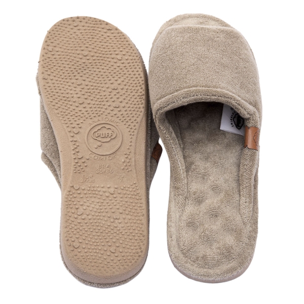 Pantufa Atoalhada Anatômica com Espuma Massageadora - Caqui