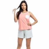 Short Doll Regata em Malha com Bolso - Salmão