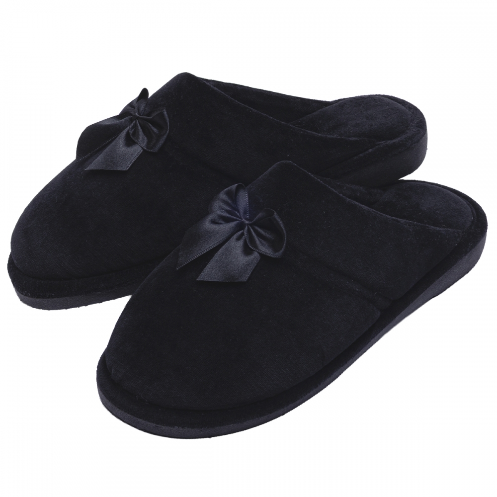 Pantufa Anatômica Plush com Laço Cetim PUFF - Preto