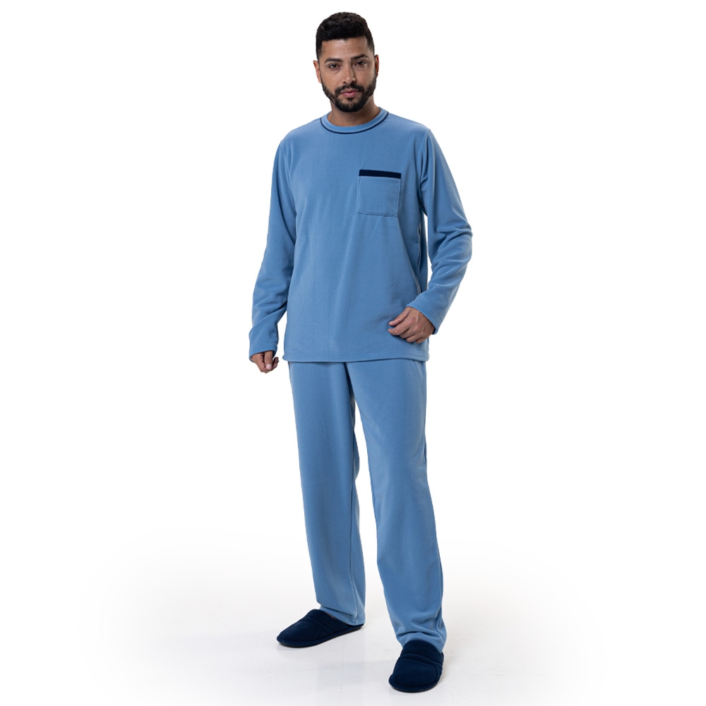 Pijama Ultrasoft Bolso Masculino - Índigo