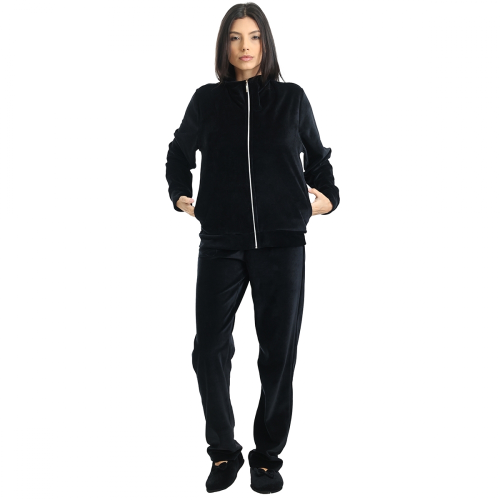Conjunto em Plush com Zíper - Preto