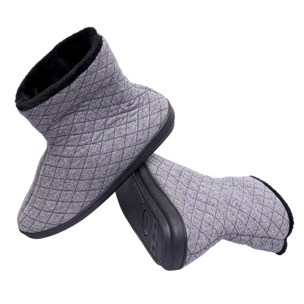 Bota Elegance Anatômica em Quilt Matelassê com Pelúcia - Chumbo