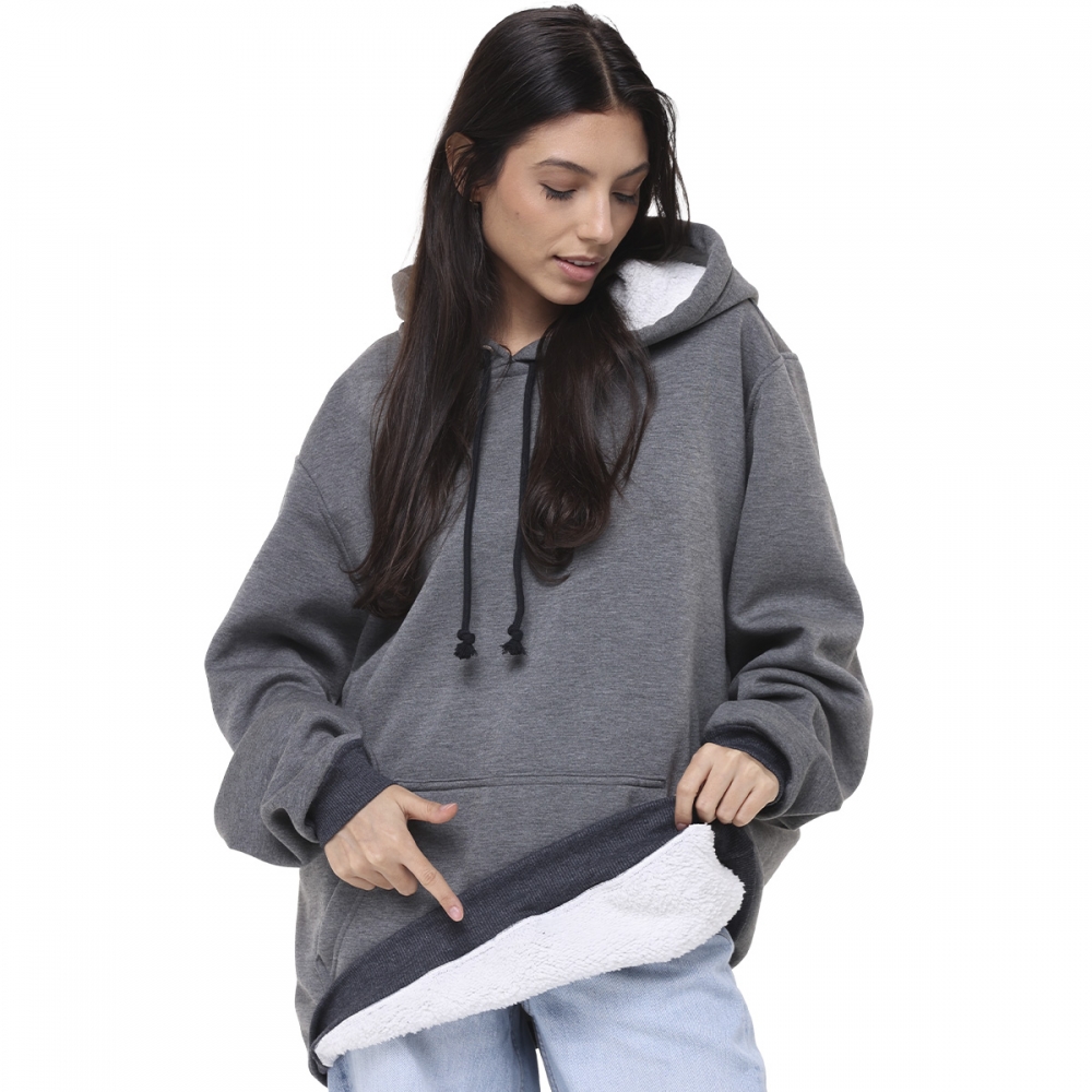 Blusa de Frio Moletom Peluciada Unissex - Chumbo
